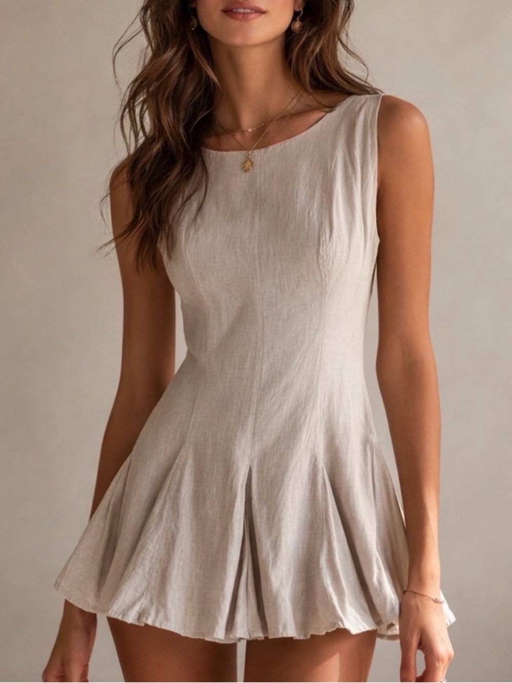 Summer Abercrombie & Fitch Sleeveless Cream Flare Hem Mini Dress